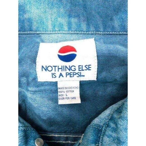 Pepsi Denim Trucker Jean Jacket Vintage Custom Tie Dye Men's L Logo Buttons 90s - Picture 6 of 11